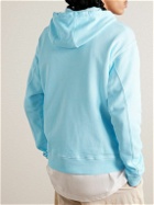 SAIF UD DEEN - Logo-Print Cold-Dyed Cotton-Jersey Hoodie - Blue
