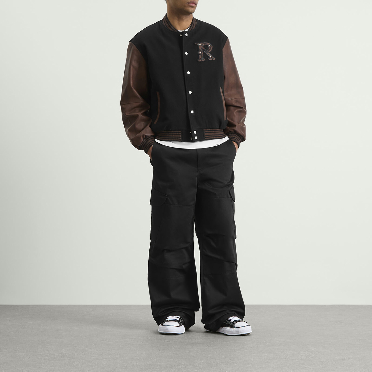 Represent Men's Vintage Varsity Jacket in Jet Black