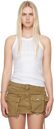 The Attico White Crystal Tank Top