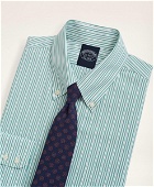 Brooks Brothers Men's Stretch Big & Tall Dress Shirt, Non-Iron Poplin Button Down Collar Stripe | Green