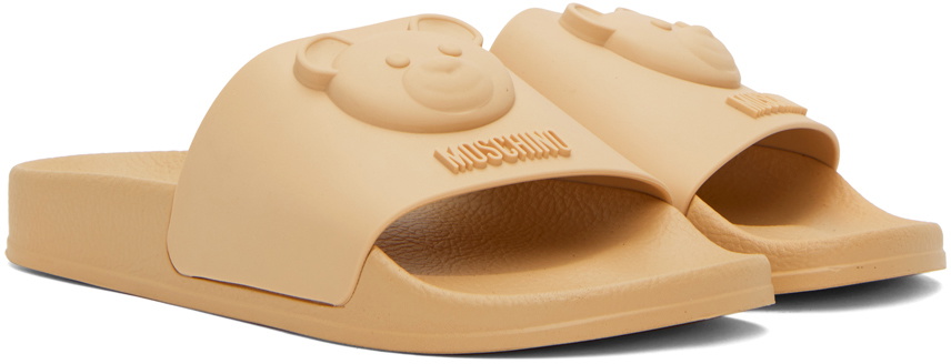 Moschino Beige Teddy Slides