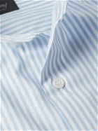 Brioni - Grandad-Collar Striped Cotton Shirt - Blue
