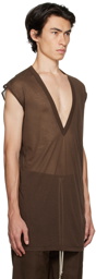 Rick Owens Brown V-Neck T-Shirt