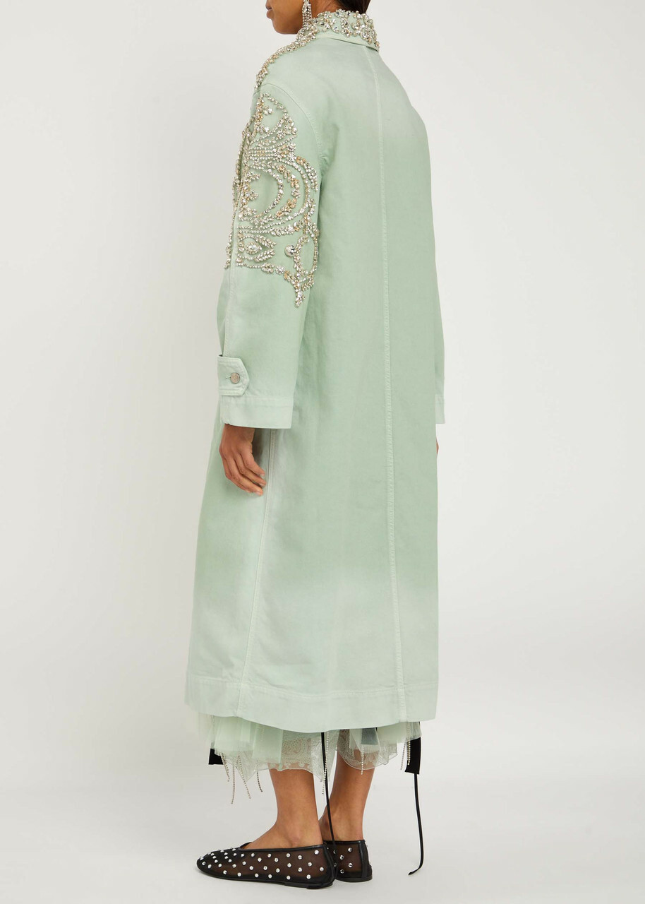 Erdem Crystal-embellished Denim Coat Mint