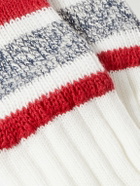 Corgi - Striped Ribbed Cotton Socks - White