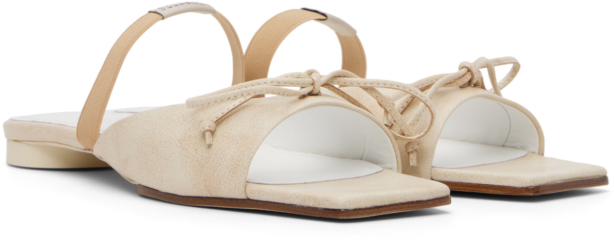 MM6 Maison Margiela Off-White Bow-Detailed Leather Slingback Sandals