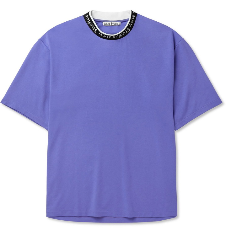 Photo: Acne Studios - Logo-Jacquard Jersey T-Shirt - Purple