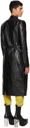 Rick Owens Black Leather Soft Soft Coat