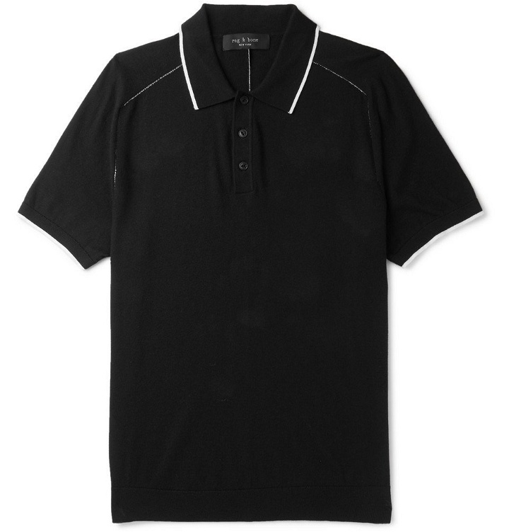 Photo: rag & bone - Evens Slim-Fit Cotton, Silk and Cashmere-Blend Polo Shirt - Black