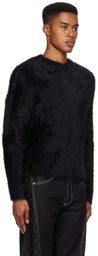 Marine Serre Black Wild Puffy Knit Crewneck Sweater