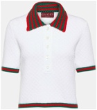 Gucci Web Stripe cotton-blend lace polo shirt