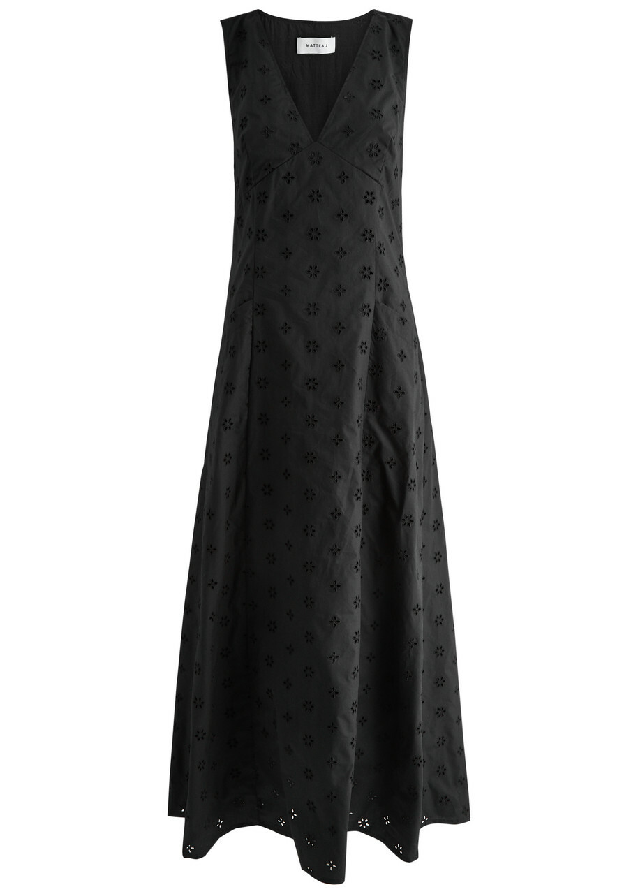 Matteau Broderie Anglaise Cotton Maxi Dress Black