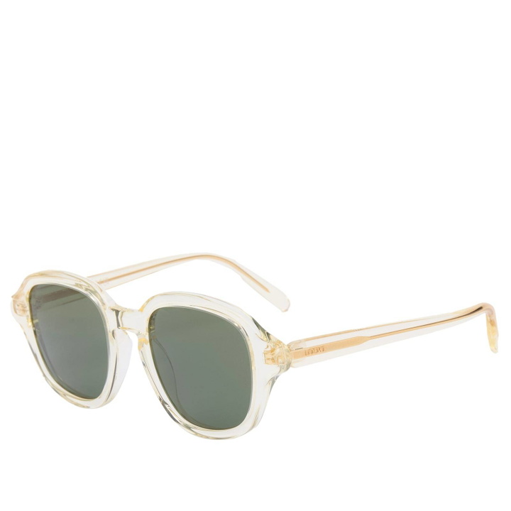 Photo: Loewe Eyewear Slim Square Sunglasses in Yellow/Green 