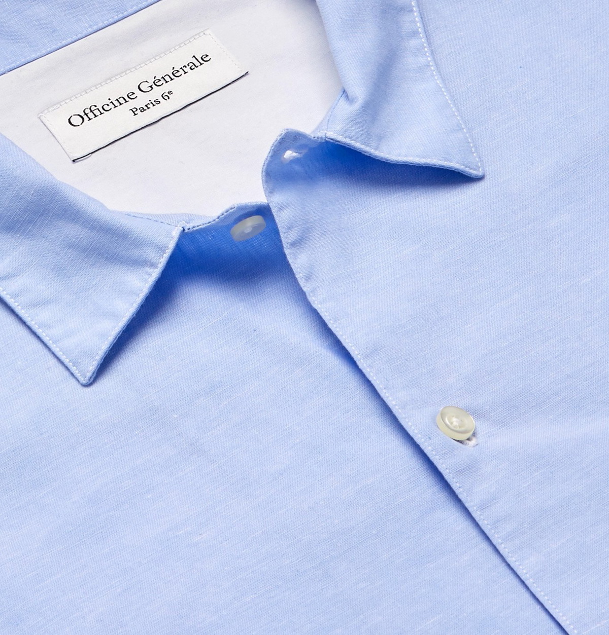 OFFICINE GÉNÉRALE - Batiste Cotton and Linen-Blend Shirt - Blue