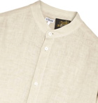 Loewe - Paula's Ibiza Grandad-Collar Logo-Embroidered Linen and Cotton-Blend Shirt - Neutrals