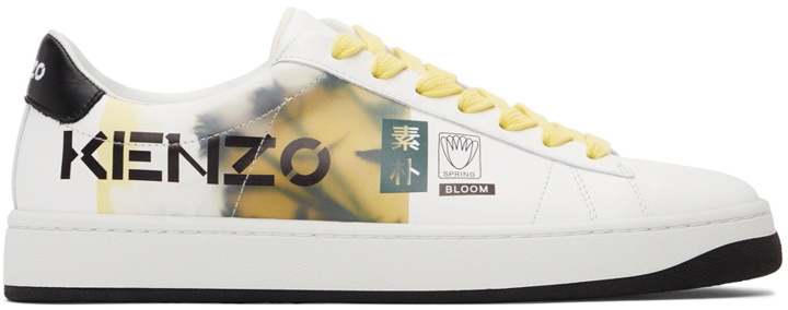 Photo: Kenzo White & Yellow Kourt Logo Sneakers