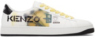 Kenzo White & Yellow Kourt Logo Sneakers