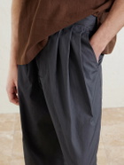 Monitaly - Wide-Leg Pleated Cotton Shorts - Gray