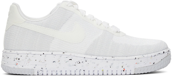 Photo: Nike White Flyknit Air Force 1 Crater Sneakers