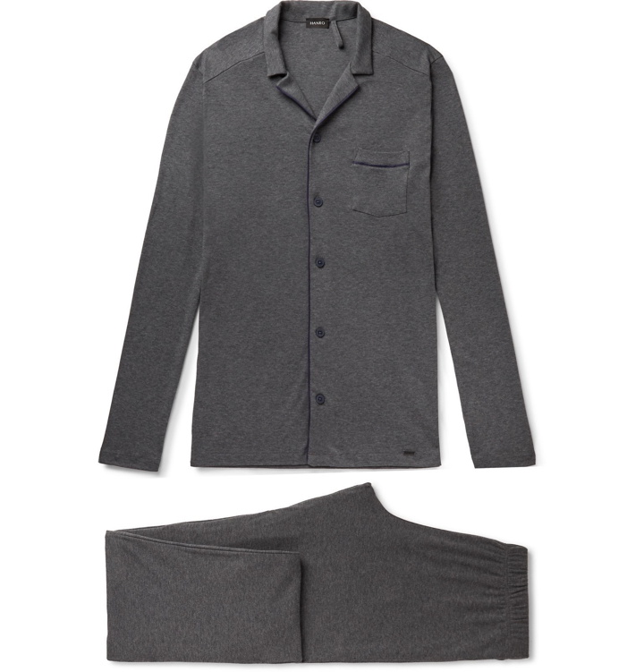 Photo: Hanro - Piped Cotton-Jersey Pyjama Set - Gray