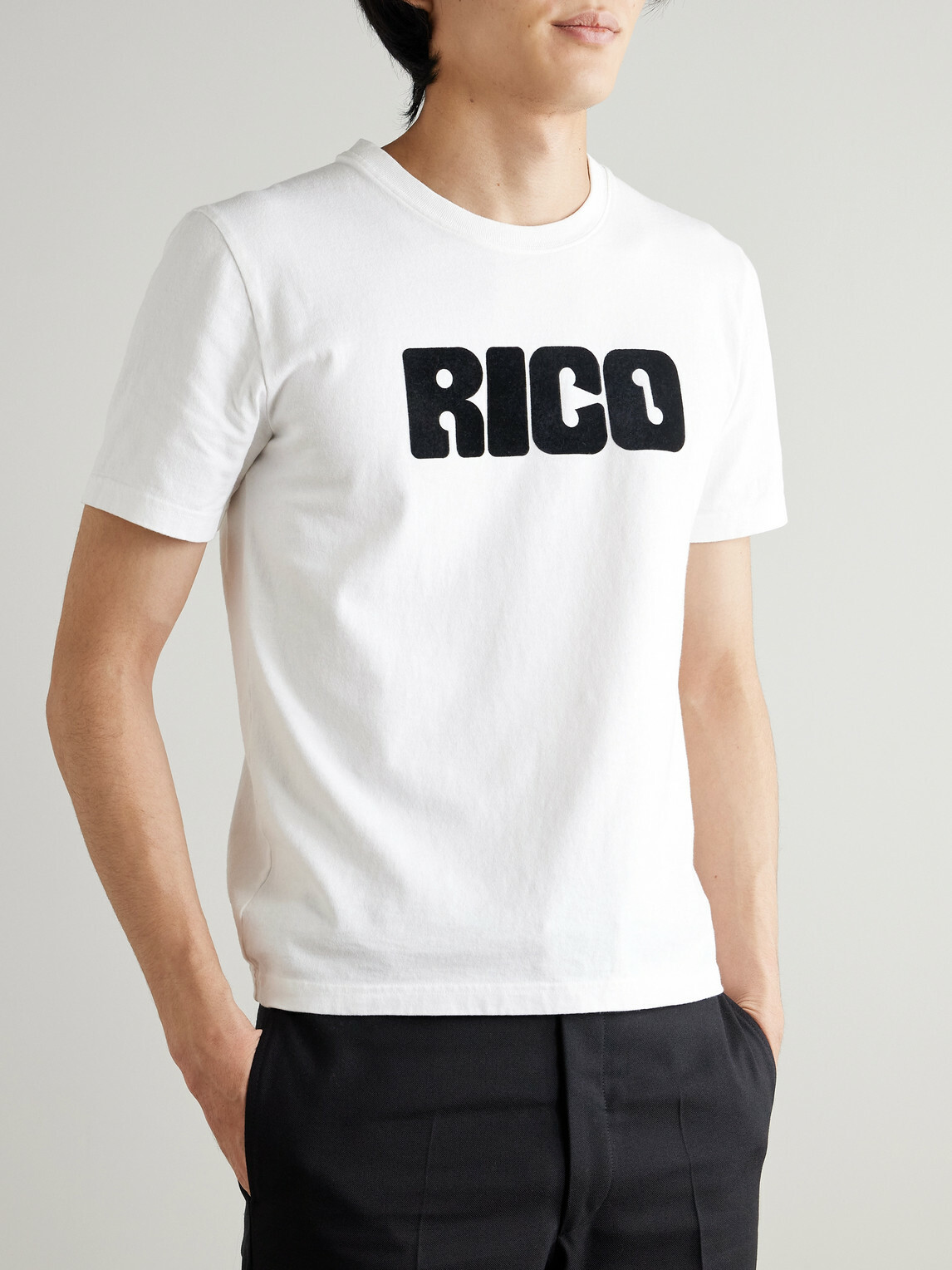 Husbands - Logo-Flocked Cotton-Jersey T-Shirt - White