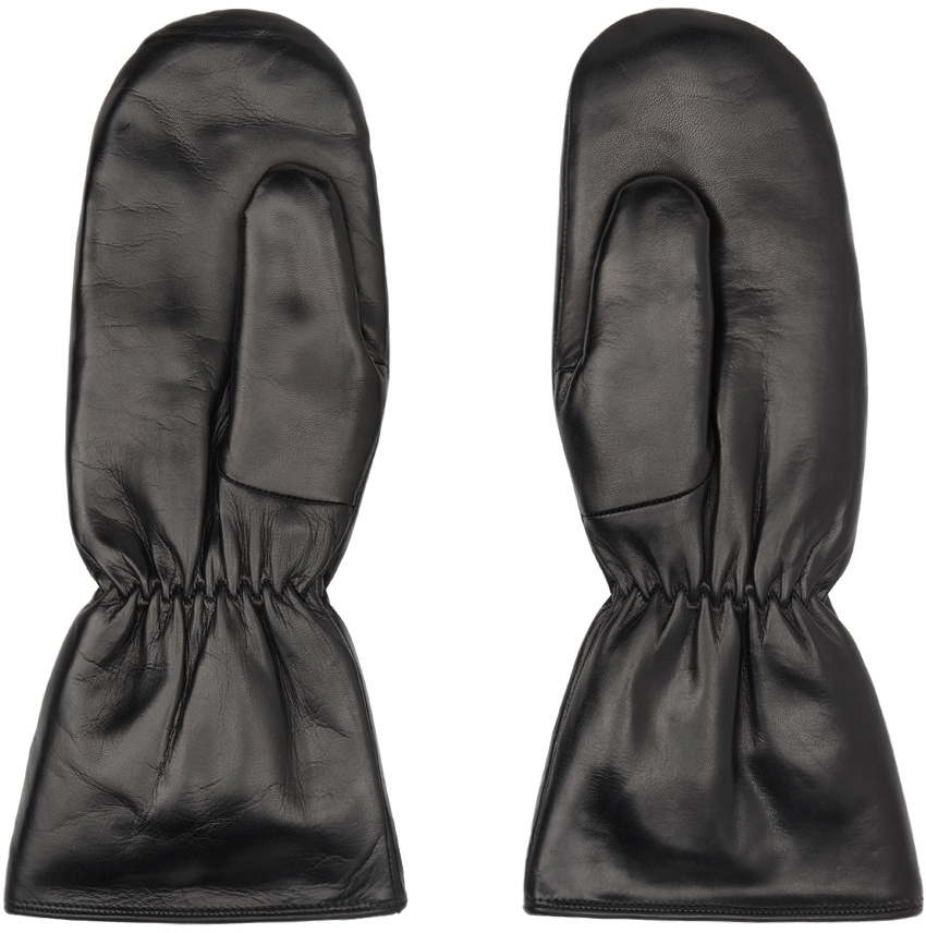 Jil Sander Black Puffy Mittens