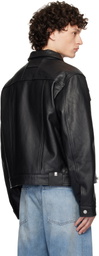 1017 ALYX 9SM Black Grain Leather Trucker Jacket