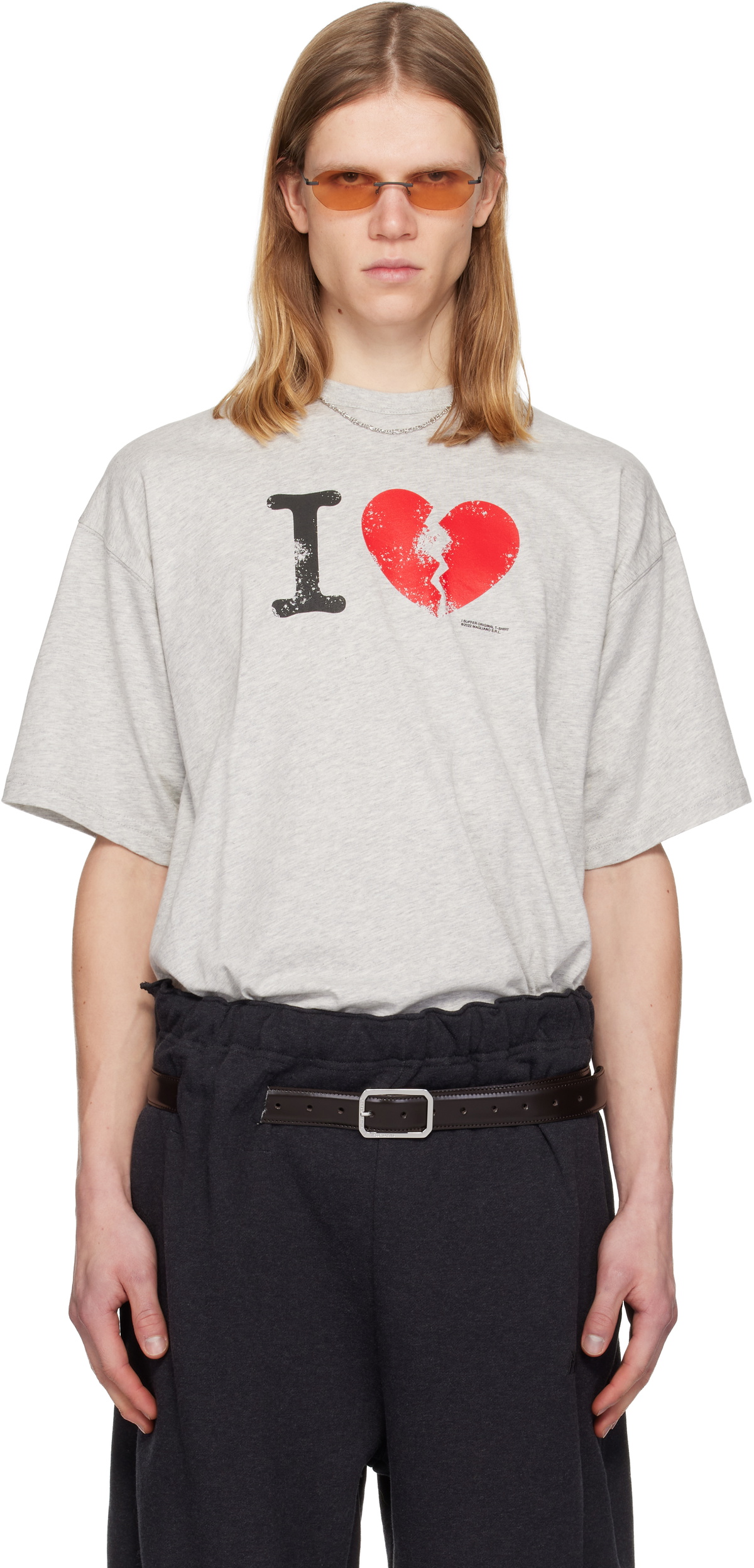 Magliano Gray 'I Suffer' T-shirt Magliano