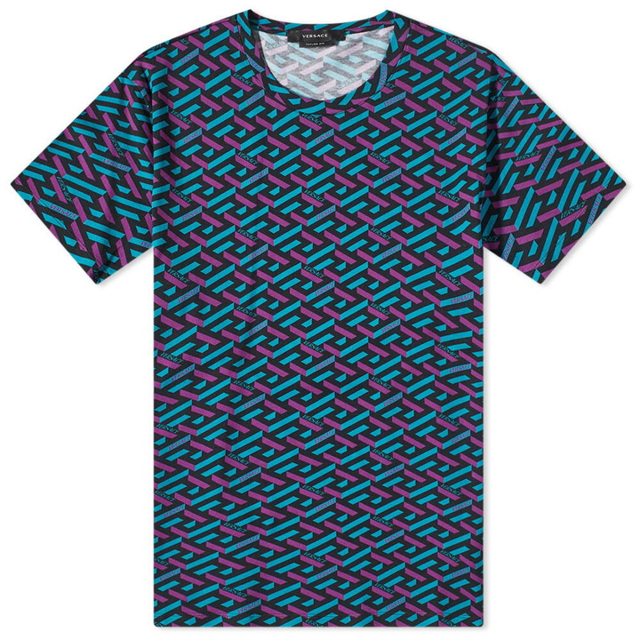 Photo: Versace Men's Geometric Print T-Shirt in Black/Purple