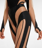 Mugler - Embellished high-rise spiral leggings