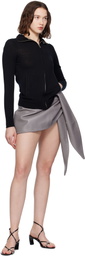 ABRA Gray Wet Leather Miniskirt