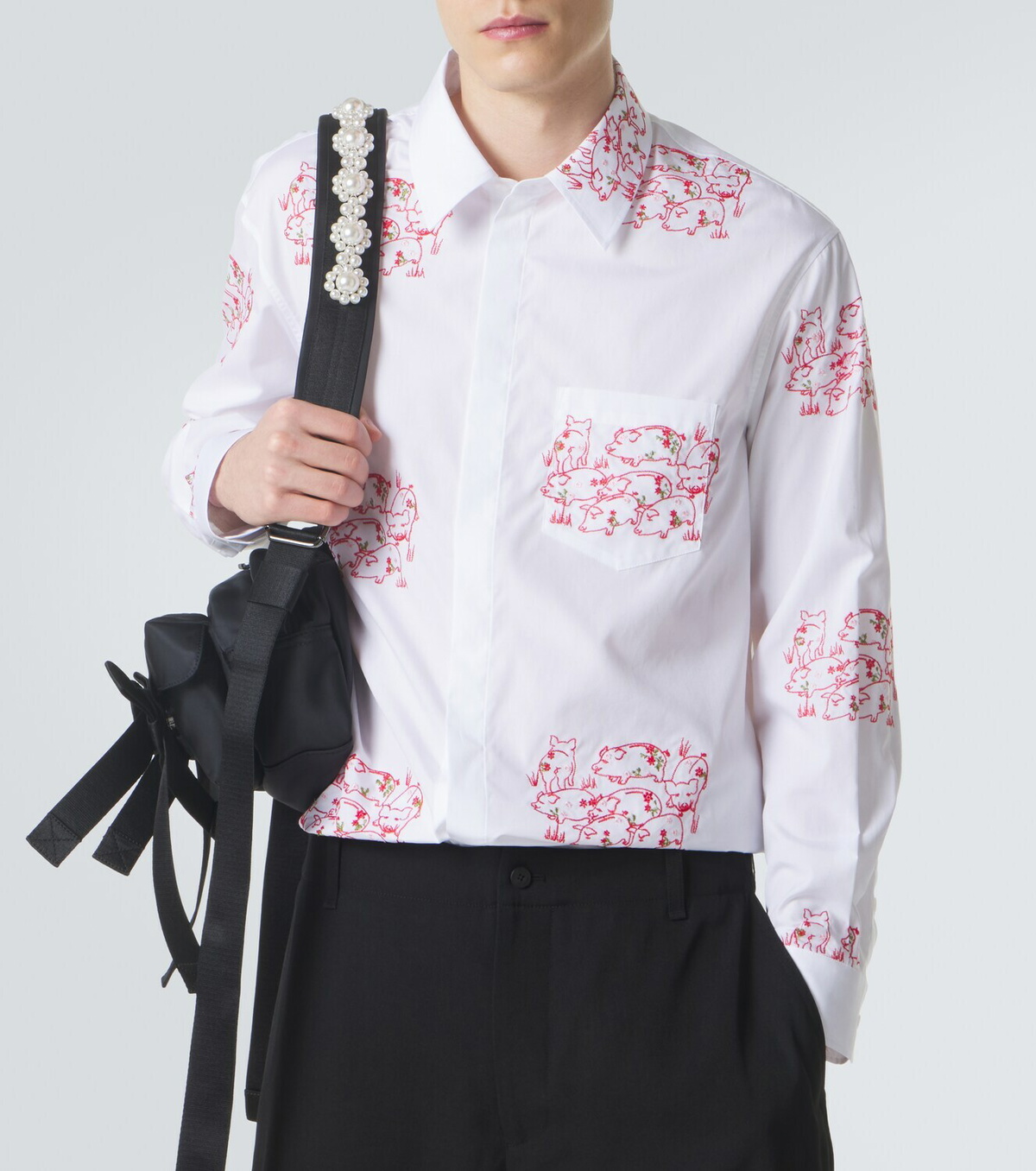 Simone Rocha Embroidered cotton poplin shirt