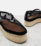 Alaïa Fishnet leather-trimmed espadrilles