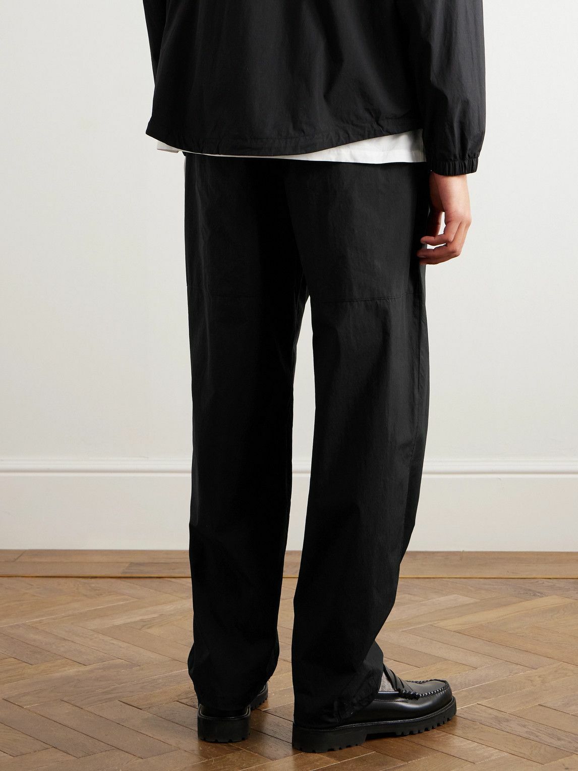 Kaptain Sunshine - Wide-Leg Cotton-Blend Track Pants - Black