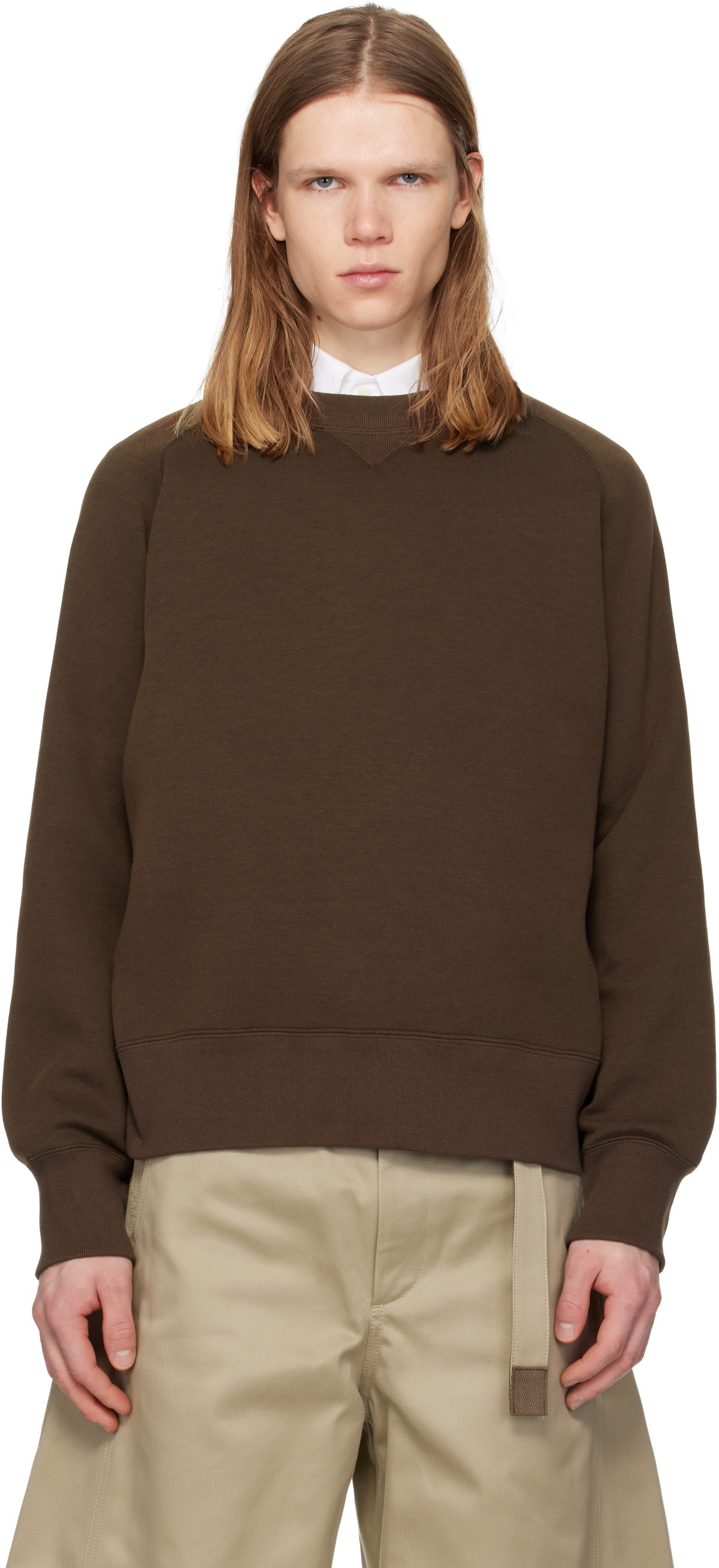 sacai Brown Sponge Pullover Sweatshirt Sacai