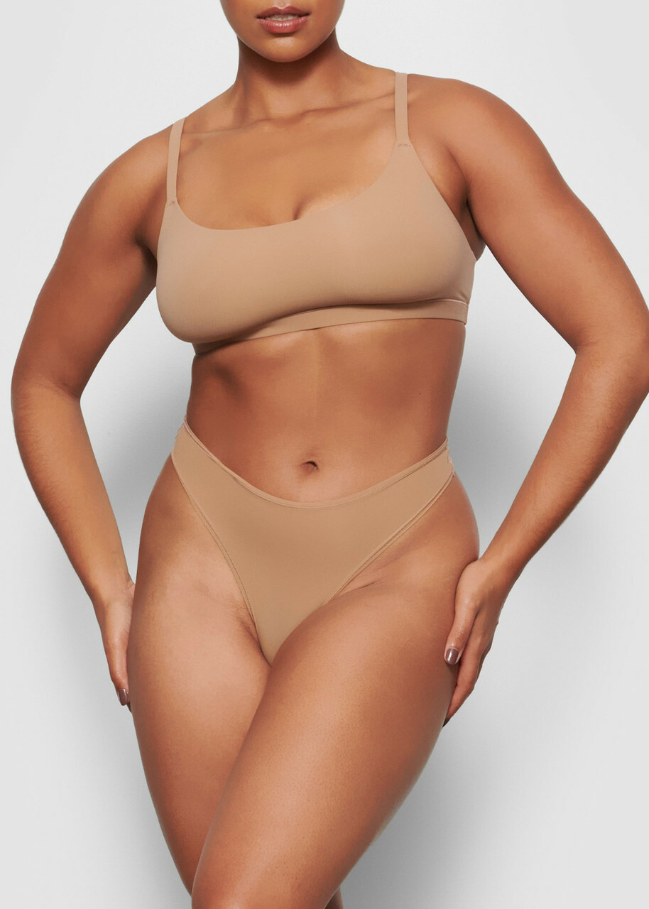 Skims Stretch-jersey Thong Light Brown