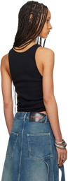 LU'U DAN Black Embroidered Tank Top