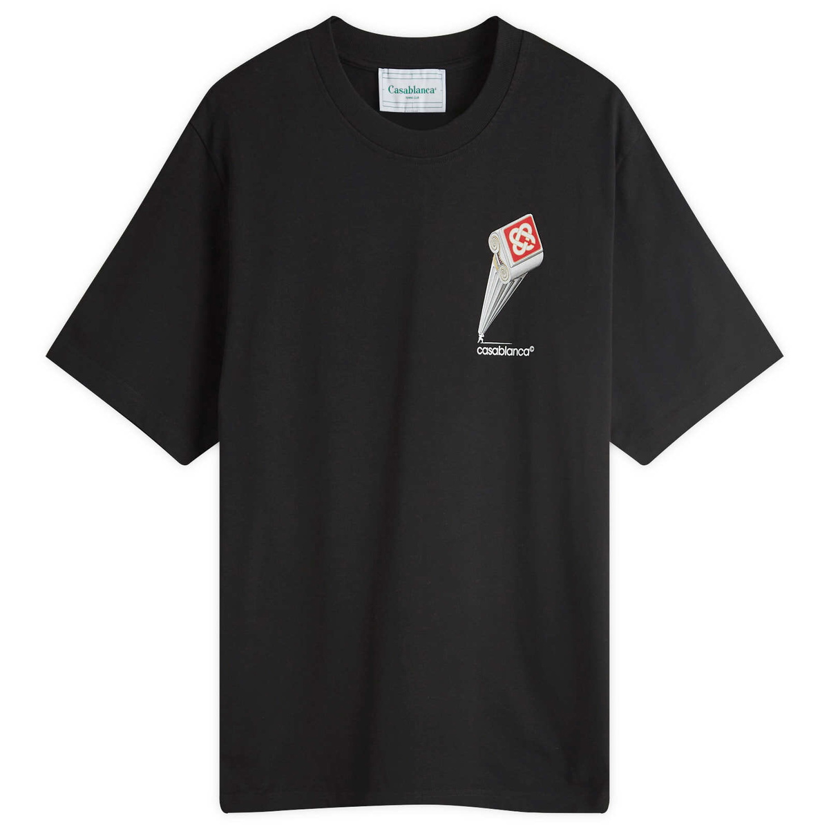 Tシャツ・カットソー CASABLANCA Men T-shirt Black MPF25JTS044 05 Casablanca Men's Leaning Column T-Shirt in Black Casablanca