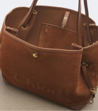 Chloé Chloé Clover leather-trimmed suede tote bag