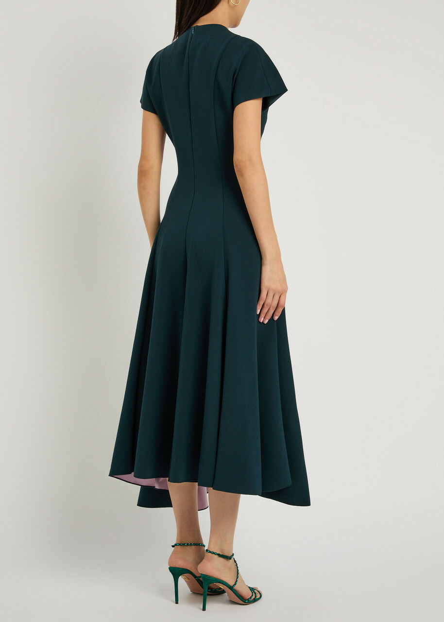 Roksanda Sapha Asymmetric Crepe Midi Dress Teal
