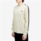 Fred Perry Men's Long Sleeve Contrast Taped Ringer T-Shirt in Oatmeal/Warm Grey