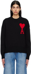 AMI Paris Black Ami de Cœur Sweater