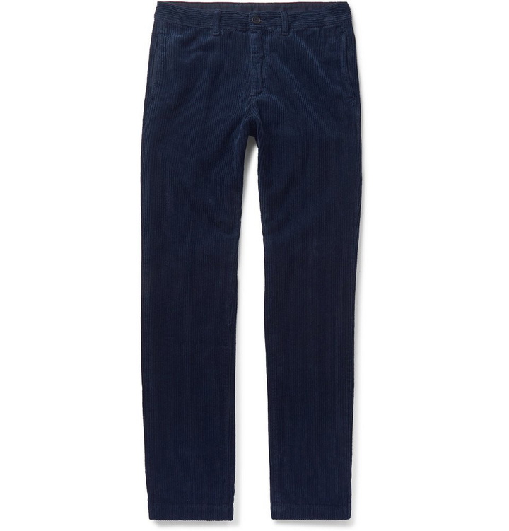 Photo: Massimo Alba - Navy Cotton-Corduroy Trousers - Navy