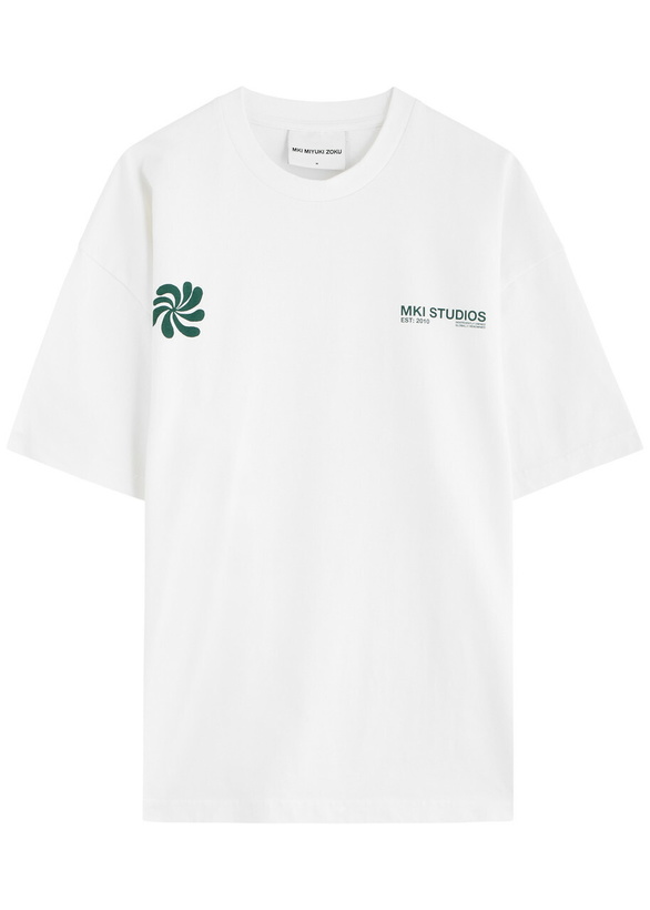 Photo: Mki Miyuki Zoku Logo Printed Cotton T-shirt White