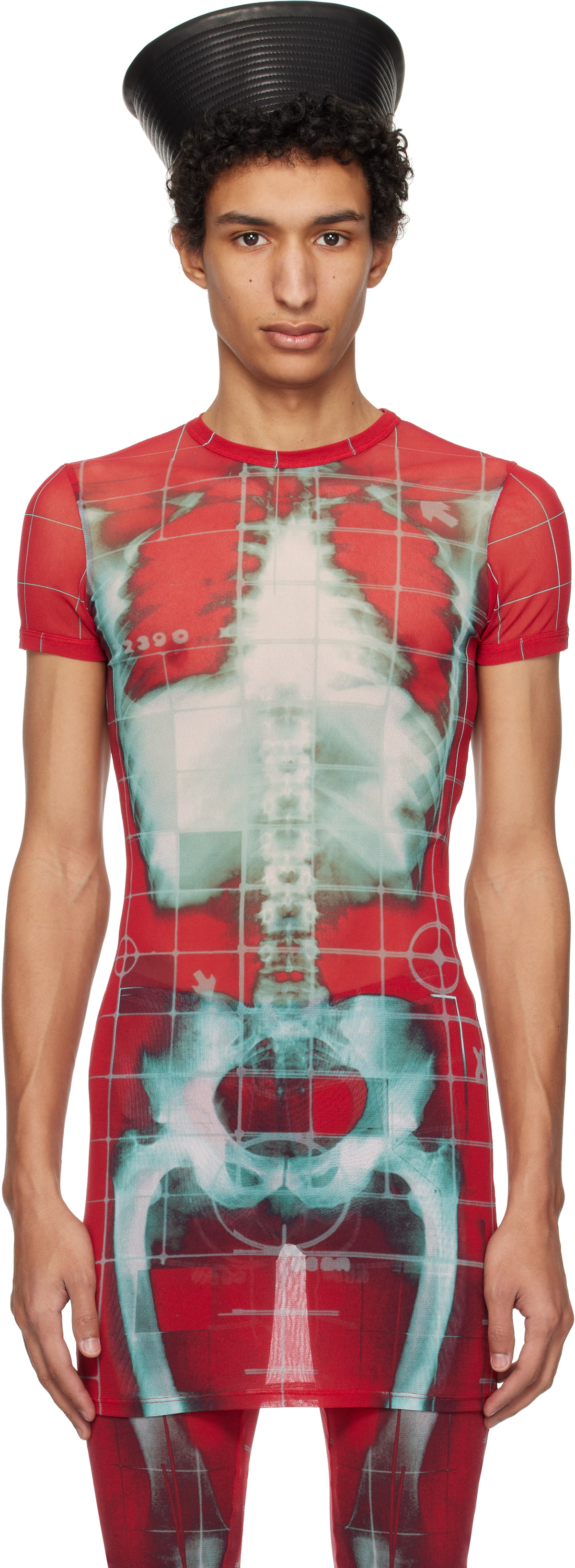 Jean Paul Gaultier SSENSE Exclusive Red & Blue Squeletor Mini Dress T-shirt