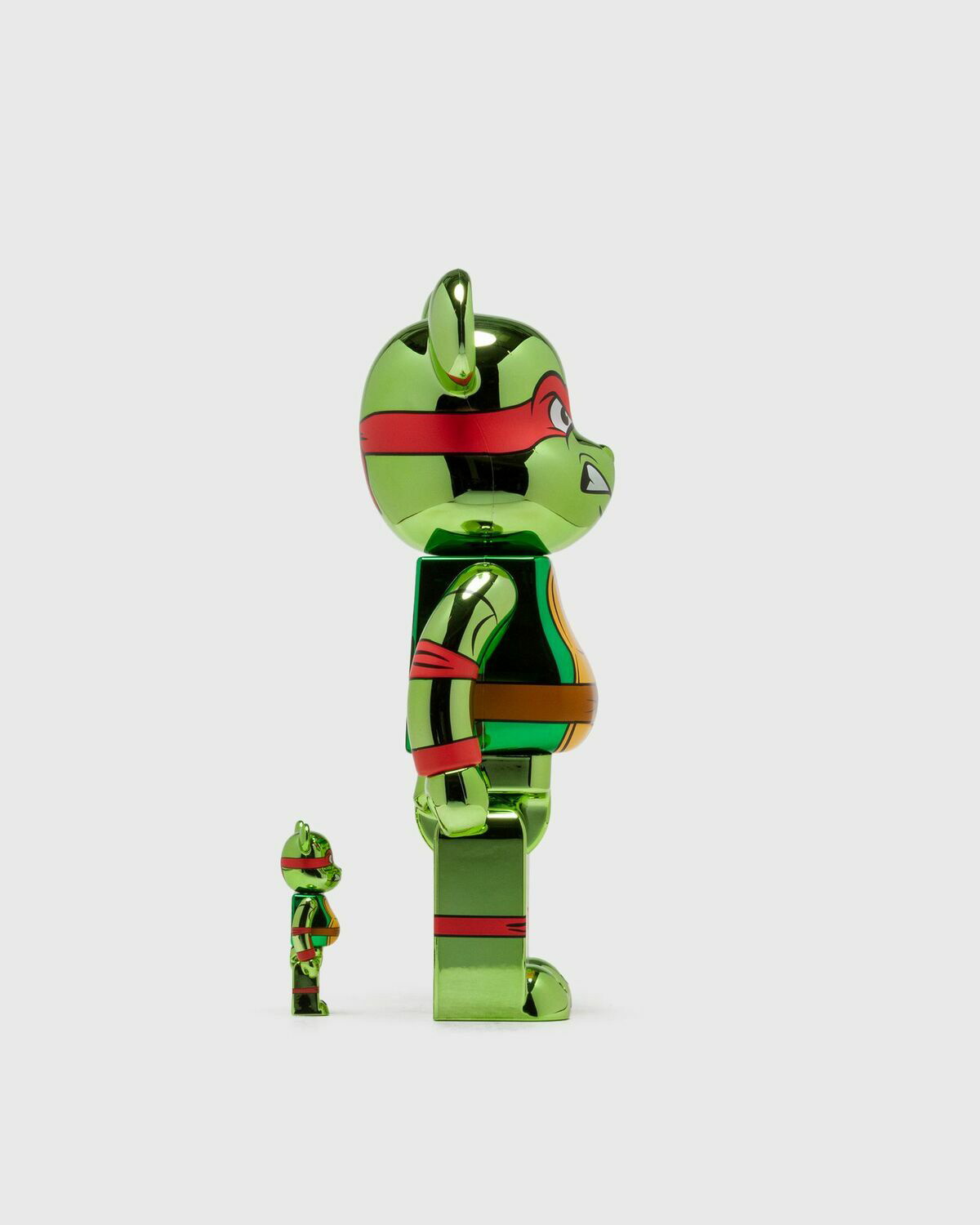 Medicom Bearbrick 400% Tmnt Raphael Chrome 2 Pack Green Toys