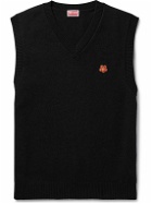 KENZO - Logo-Appliquéd Wool Sweater Vest - Black