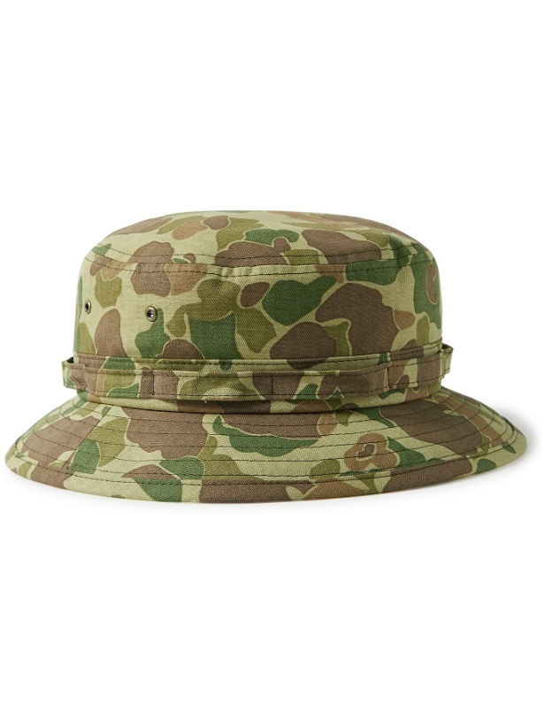 Photo: BEAMS PLUS - Camouflage-Print Cotton-Herringbone Bucket Hat - Green