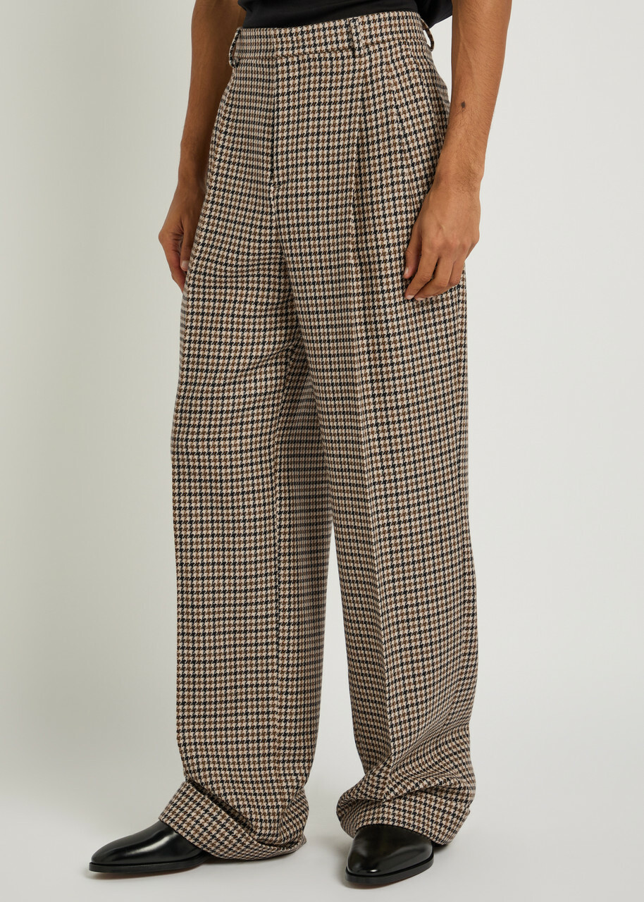 Valentino Garavani Houndstooth Straight-leg Wool Trousers Multicoloured 1