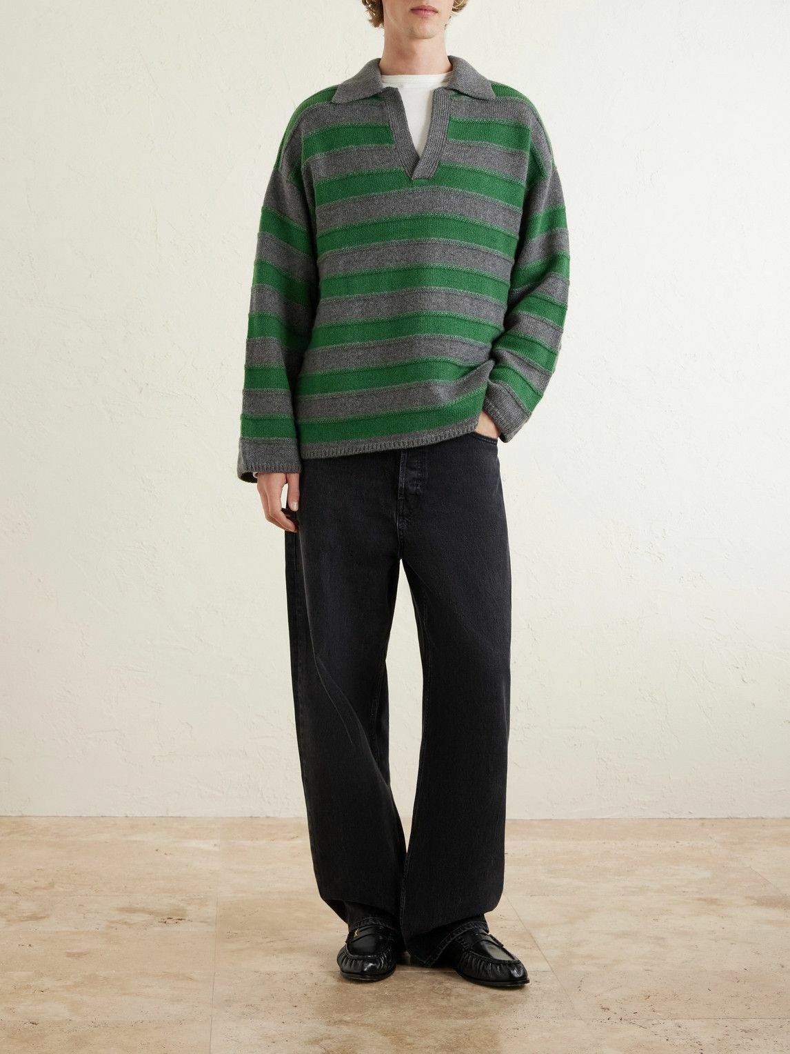 The Elder Statesman - Dume Striped Polo Shirt - Green